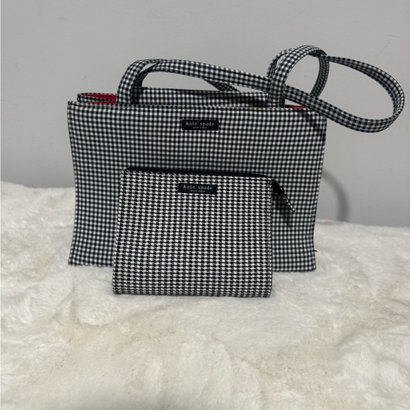 kate spade Handbags - Kate Spade Houndstooth Tote and Pouch Set